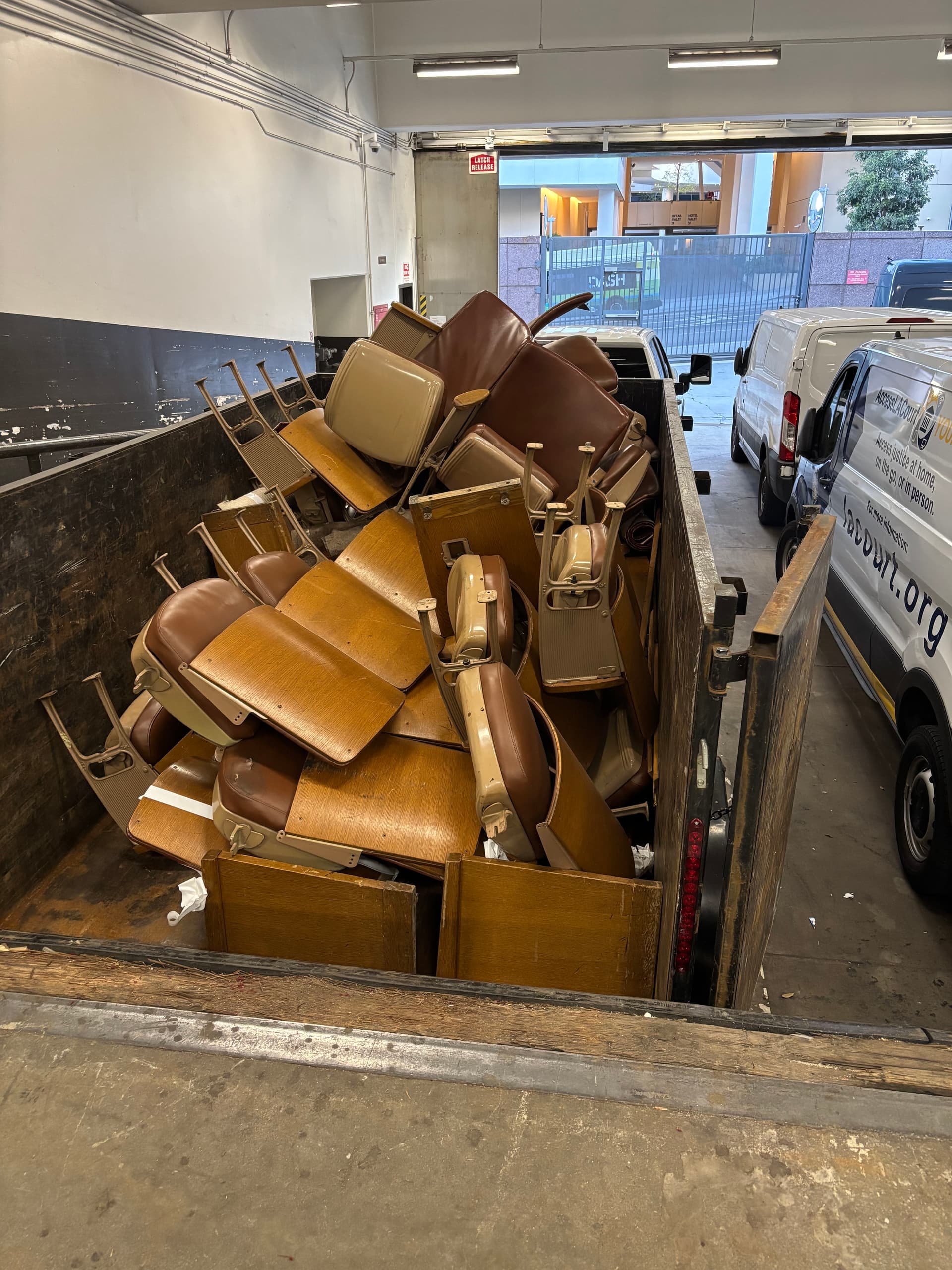 Full Load of Court Benches Hauled Out of LA County Courthouse image
